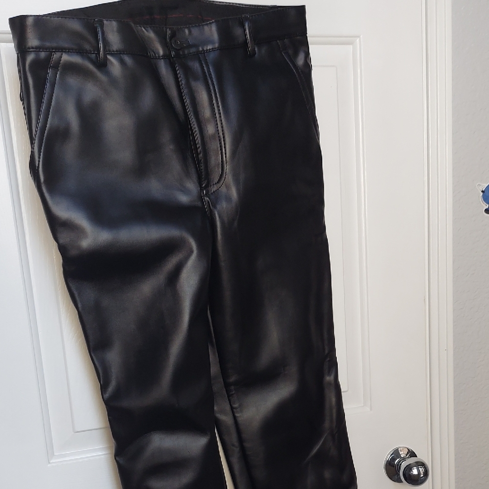 Men's Black Faux Leather Pants